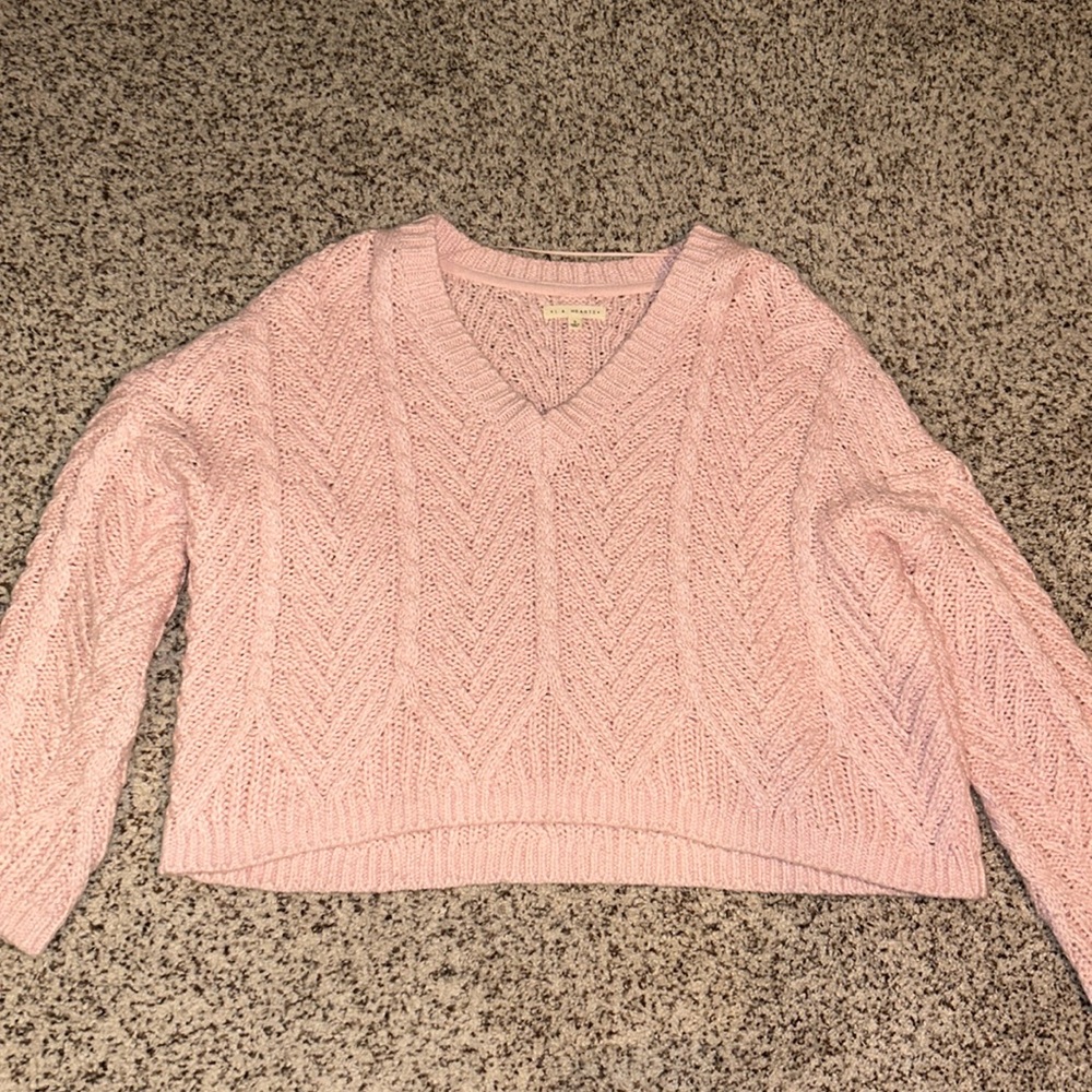 LA Hearts size S pink cropped sweater